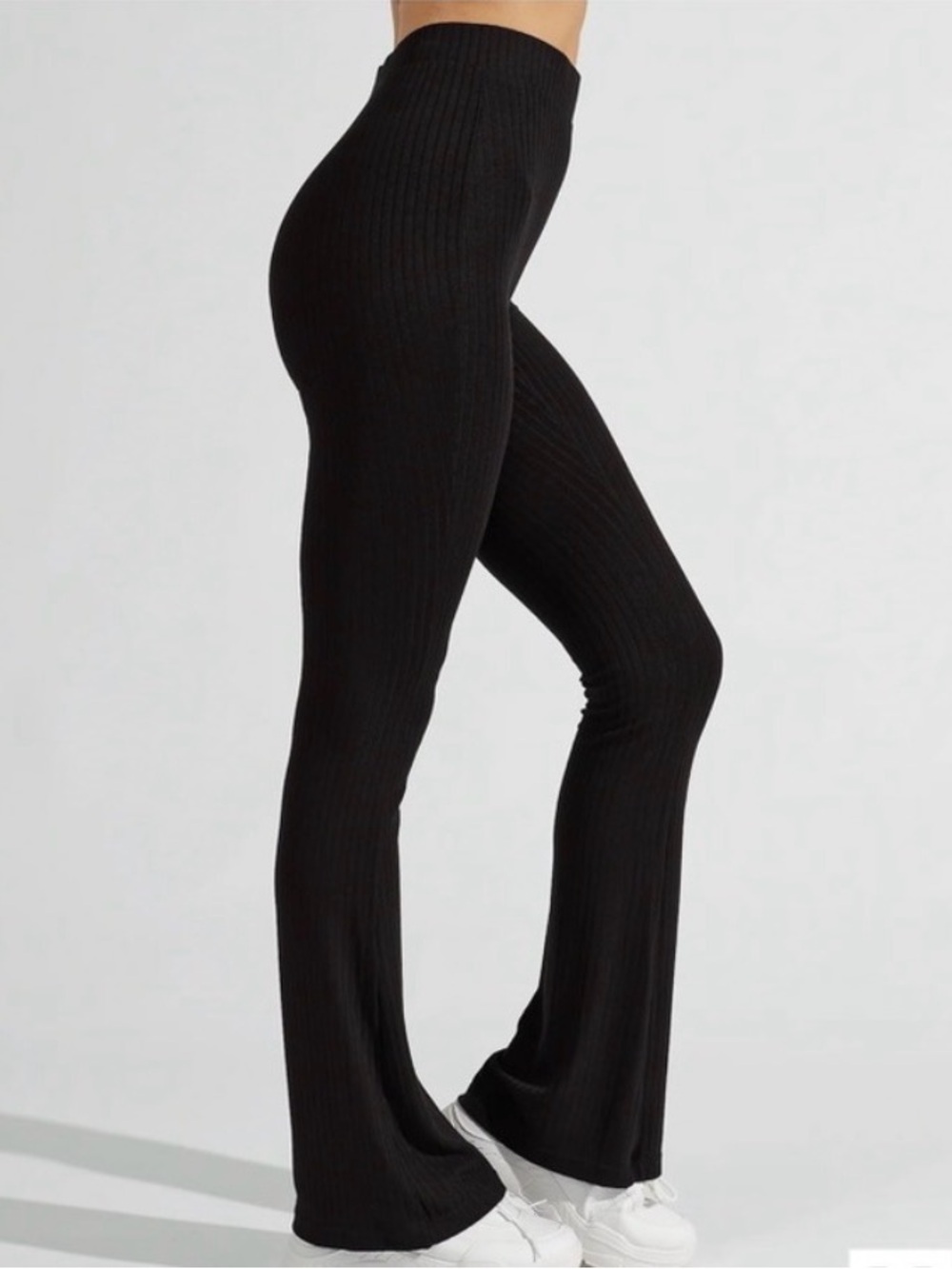 BuffBunny Black Ribbed High-Waist Flare Pants